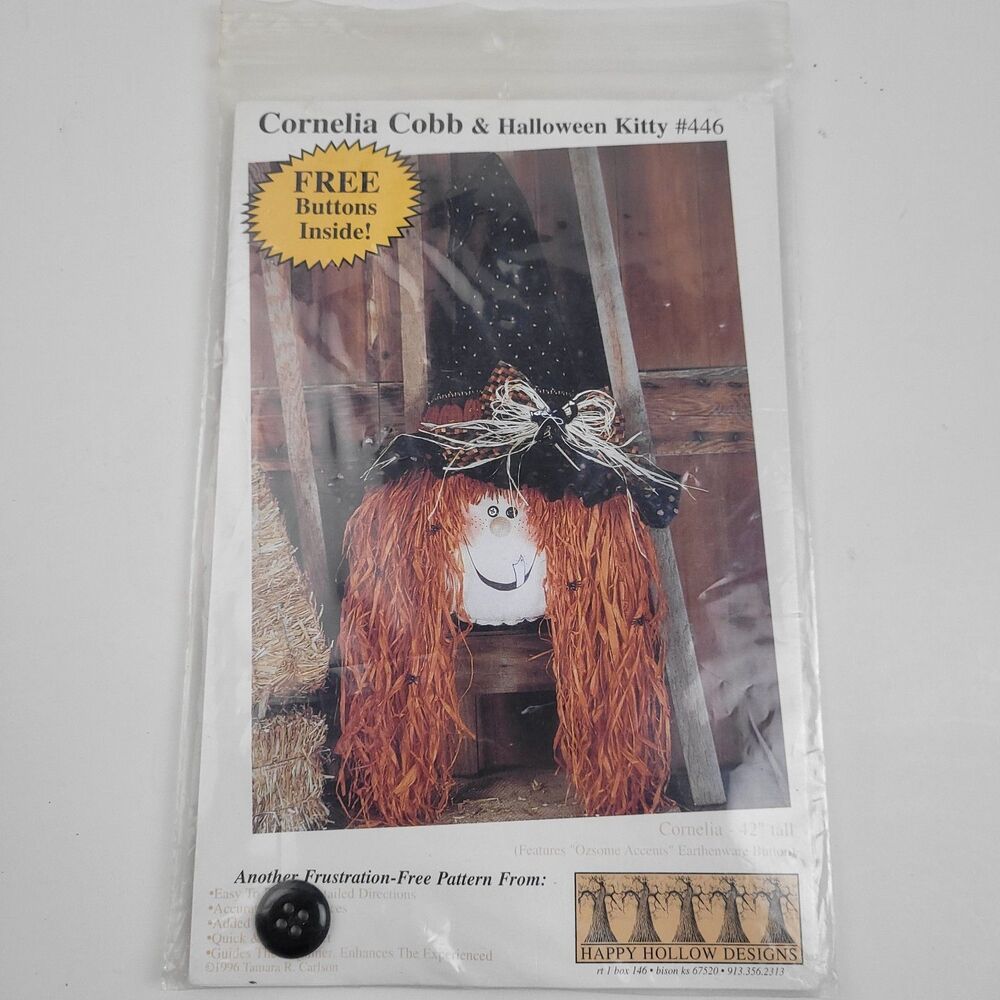 Cornelia Cobb & Halloween Kitty Craft Pattern Uncut by Happy Hollow 446